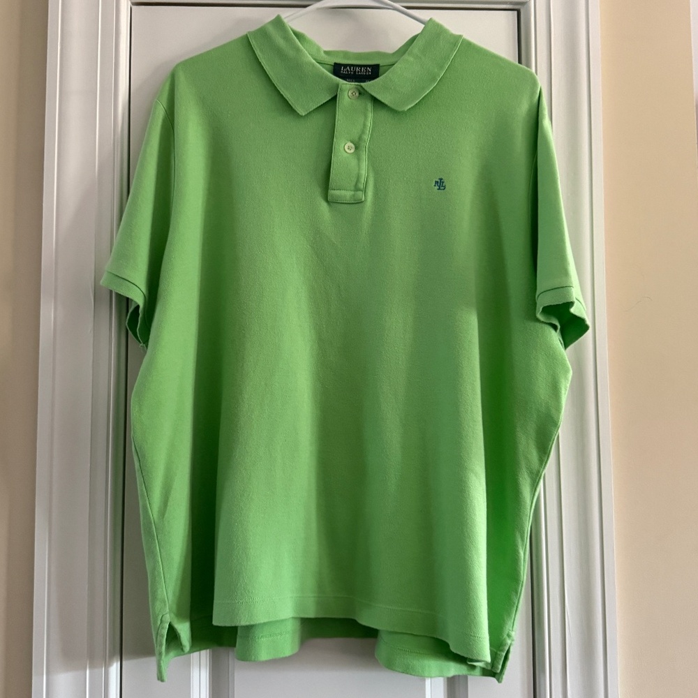 Lauren Ralph Lauren women's knit lime green polo shirt size 1X